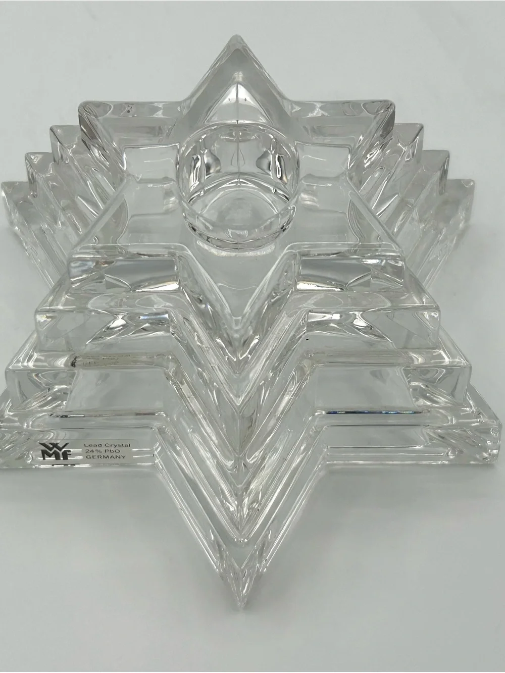 Star of David Multi-Tiered Candlestick Holders Set of 2 Lead Crystal Germany